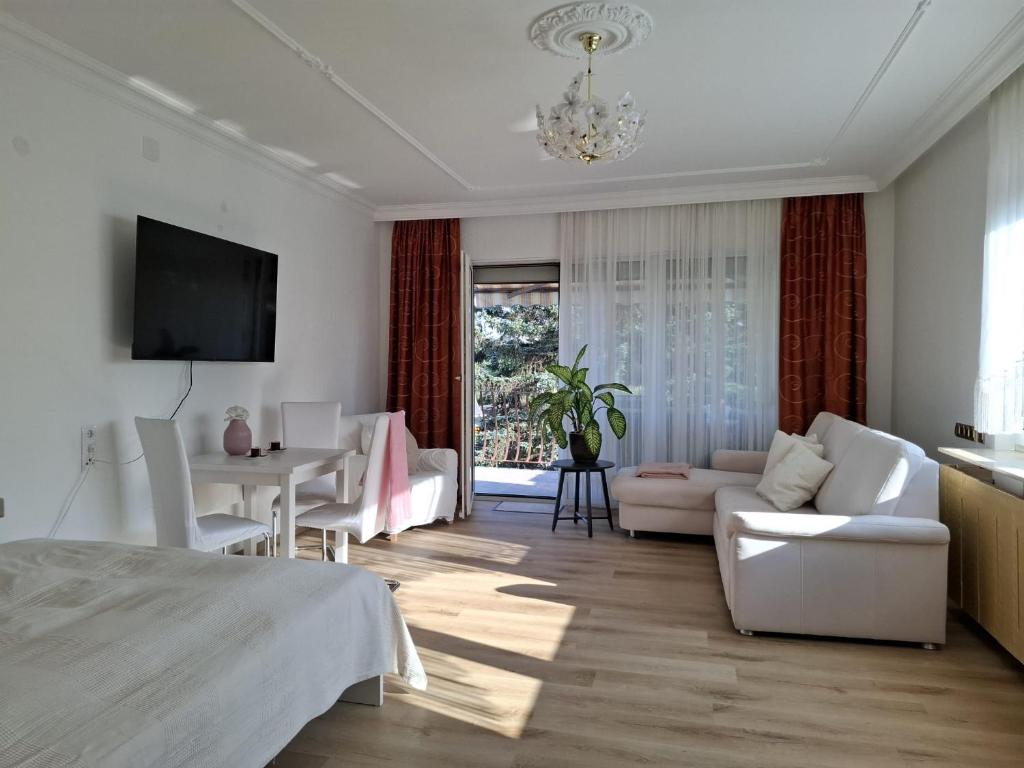 Wohnzimmer mit Sofa und TV